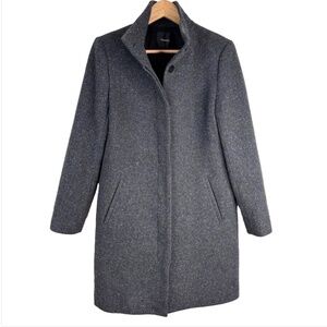 Theory Wool Silk Pea Coat S Charcoal Grey Speckled Minimalist Quiet Luxury Chic